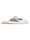 Bcbgeneration Women's Hope Square Toe Buckle Slide Flat Mules In Silver