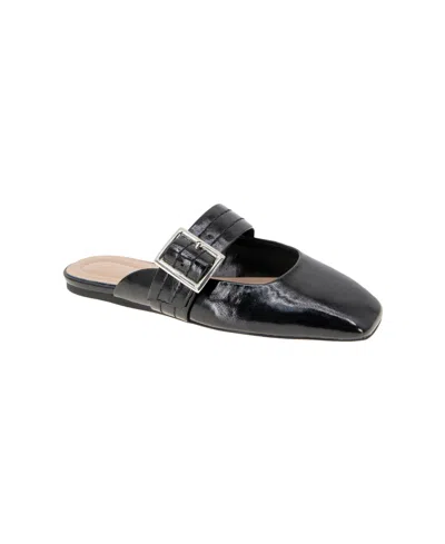 Bcbgeneration Women's Hope Square Toe Buckle Slide Flat Mules In Black