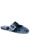 Bcbgeneration Women's Hope Square Toe Buckle Slide Flat Mules In Naval Blue Velvet