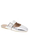 Bcbgeneration Women's Hope Square Toe Buckle Slide Flat Mules In Silver