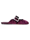 Bcbgeneration Women's Hope Square Toe Buckle Slide Flat Mules In Wine Velvet