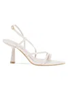 Bcbgeneration Women's Ilita 80mm Snake-embossed Faux Leather Strappy Sandals In White