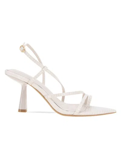 Bcbgeneration Women's Ilita 80mm Snake-embossed Faux Leather Strappy Sandals In White