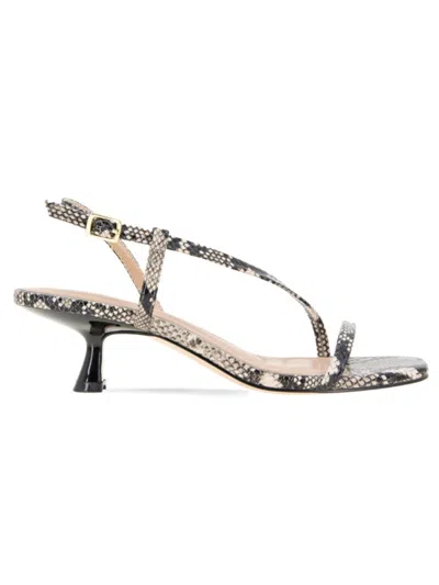 Bcbgeneration Women's Inaya 50mm Snake-print Faux Leather Kitten-heel Sandals In Multi