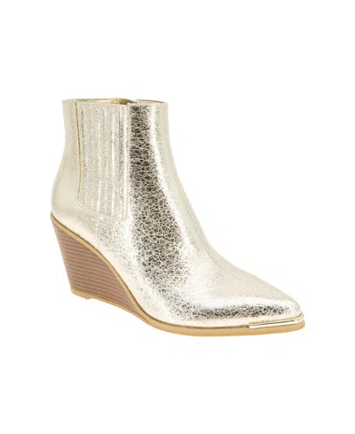 Bcbgeneration Women's Jacksin Wedge Dress Booties In Platino Metallic