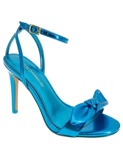 Bcbgeneration Women's Jamina Bow Detail Dress Sandal In Electric Blue Metallic,synthetic