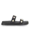 Bcbgeneration Women's Jolen Shell-embellished Faux Leather Platform Sandals In Black
