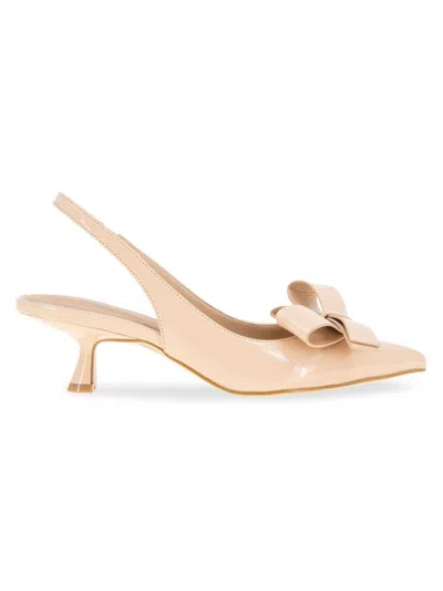 Bcbgeneration Women's Kasti Slingback Kitten-heel Bow Pumps In Frappe Patent