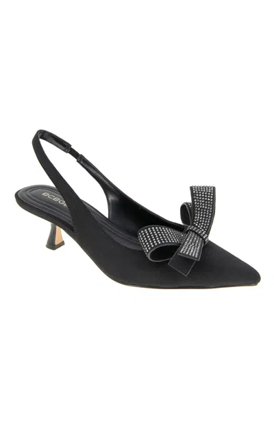 Bcbgeneration Women's Kasti Slingback Kitten-heel Bow Pumps In Black Sparkle