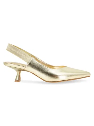 BCBGENERATION BCBGENERATION WOMEN'S KAYLA METALLIC FAUX LEATHER SLINGBACK PUMPS