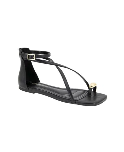 Bcbgeneration Women's Kline Crisscross Toe Ring Flat Sandals In Black