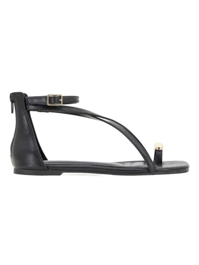 Bcbgeneration Women's Kline Embellished Faux Leather Flat Sandals In Black