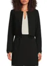 Bcbgeneration Women's Lace-trim Cropped Jacket In Black