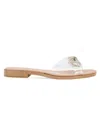 Bcbgeneration Women's Laffi Rhinestone Bow Slide Sandals In Clear Tan