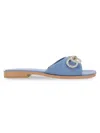 Bcbgeneration Women's Laffi Rhinestone Bow Flat Mules In Denim