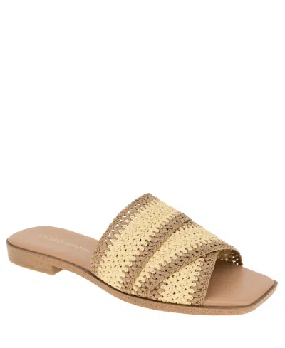BCBGENERATION WOMEN'S LILEEN SLIP-ON WOVEN RAFFIA FLAT SANDALS