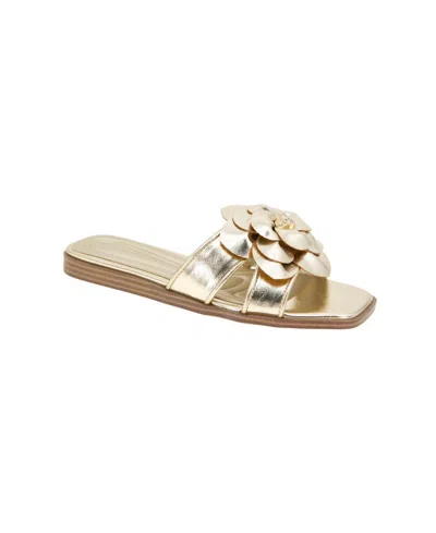 Bcbgeneration Women's Mazey Flower Slide Flat Sandals In Platino