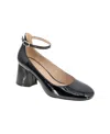 Bcbgeneration Women's Melbie Ankle Strap Block Heel Pumps In Black Patent