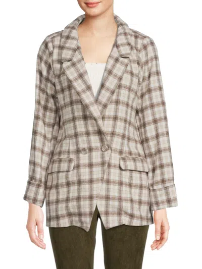 Bcbgeneration Women's Plaid Double Breasted Blazer