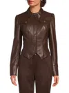 Bcbgeneration Women's Pointed-hem Faux-leather Jacket In Brown