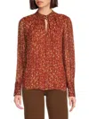 Bcbgeneration Women's Printed Keyhole Top In Brown