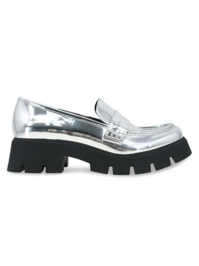Bcbgeneration Women's Rama Lug Sole Penny Loafers In Silver
