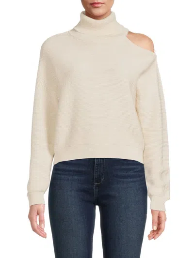 Bcbgeneration Women's Ribbed Cutout Turtleneck Sweater In Ivory