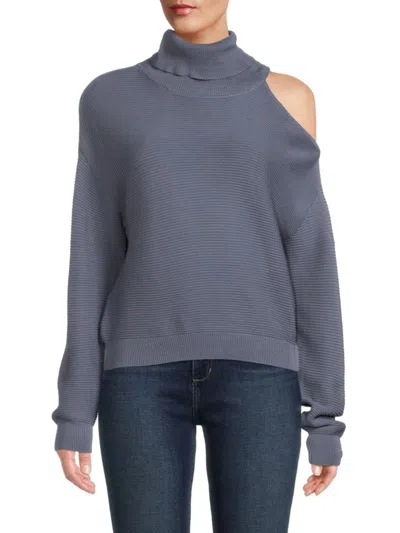 Bcbgeneration Women's Ribbed Cutout Turtleneck Sweater In Stone Grey