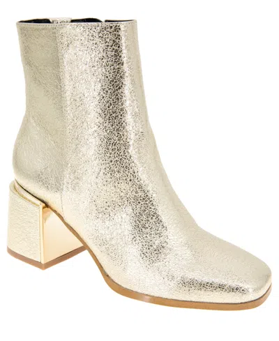 Bcbgeneration Women's Sandra Square Toe Dress Bootie In Platino Crinkle Metallic