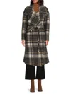 Bcbgeneration Women's Sybil Plaid Tie-waist Wool-blend Longline Coat In Multi