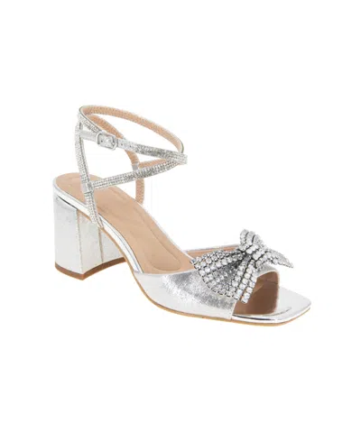 Bcbgeneration Women's Tawny Block-heel Bow Dress Sandals In Silver