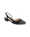 Bcbgeneration Women's Tillie Cap Toe Slingback Block Heel Pumps In Black Boucle