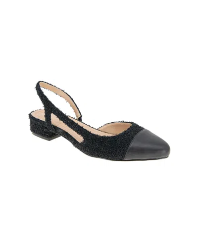 Bcbgeneration Women's Tillie Cap Toe Slingback Block Heel Pumps In Black Boucle