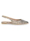 Bcbgeneration Women's Valerie Python-embossed Slingback Studded Flats In Brown