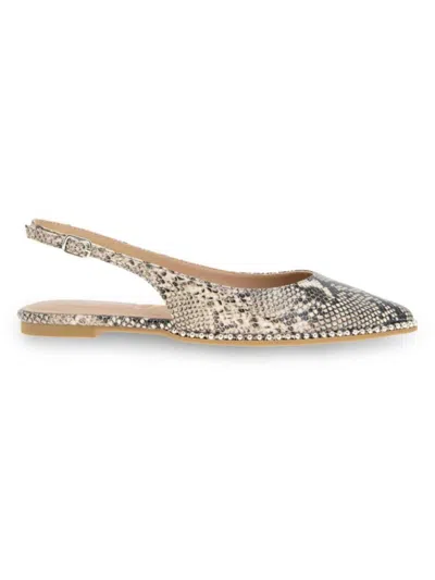 Bcbgeneration Women's Valerie Python-embossed Slingback Studded Flats In Brown