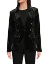 Bcbgeneration Women's Velvet Embellished Double-breasted Blazer In Black