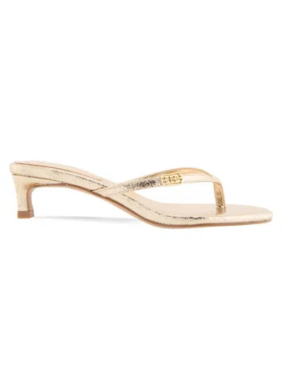 Bcbgeneration Women's Zia 40mm Metallic Faux Leather Kitten-heel Sandals In Gold