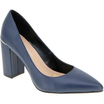 Bcbgeneration Womens Block Heel Faux Leather Pumps In Blue