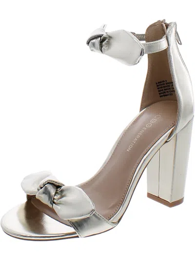Bcbgeneration Womens Faux Leather Open Toe Ankle Strap In Gold