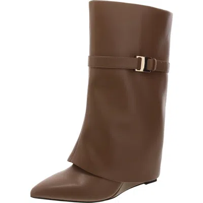 Bcbgeneration Womens Fold-over Leather Mid-calf Boots In Multi