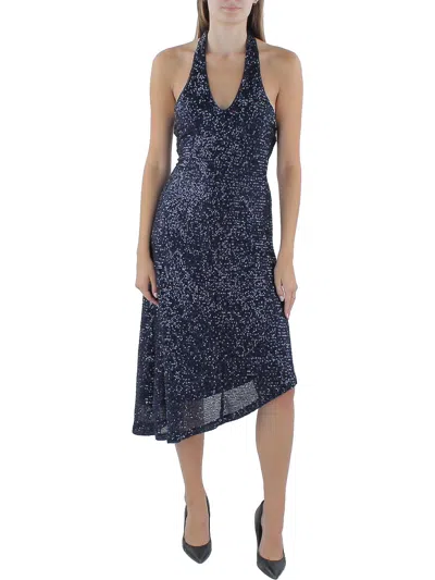 Bcbgeneration Womens Halter Asymmetric Cocktail And Party Dress In Blue