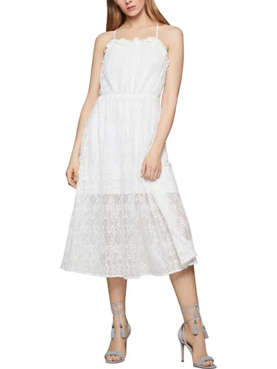 Bcbgeneration Womens Lace Ruffled Cocktail Dress In White