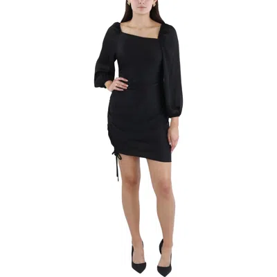 Bcbgeneration Womens Ruched Satin Mini Dress In Black