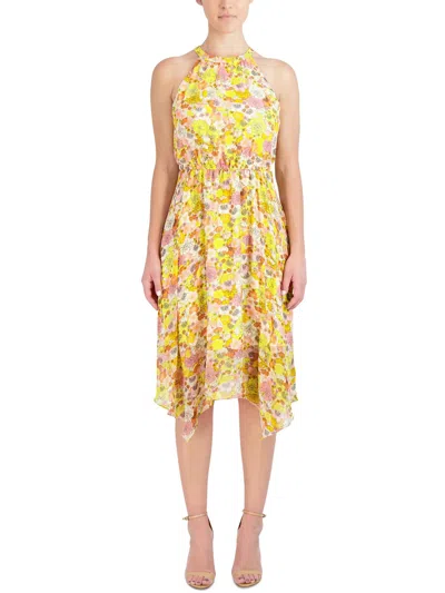 Bcbgeneration Womens Sheer Floral Print Midi Dress In Multi