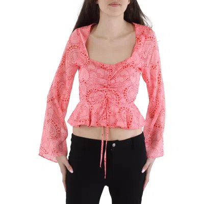 Bcbgeneration Womens Smocked Polyester Blouse In Pink