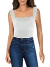 BCBGENERATION WOMENS SMOCKED SQUARE NECK CROPPED