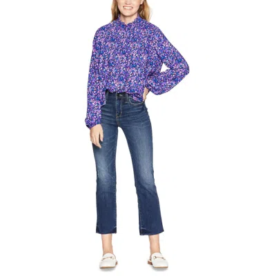 Bcbgeneration Womens Woven Floral Print Blouse In Blue