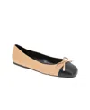 Bcbgeneration Women's Hartly Square Toe Bow Ballet Flats In Tan,black Smooth