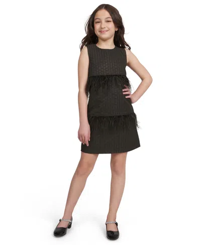 Bcbg Girls Kids' Big Girls Brocade Round Neck Dress In Black