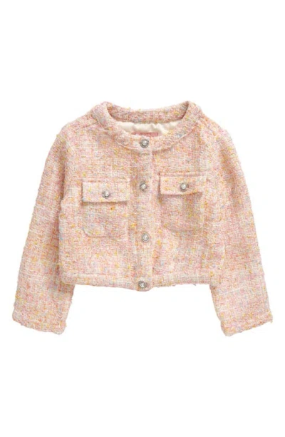 Bcbg Girls Kids' Bouclé Tweed Jacket In Coral Multi